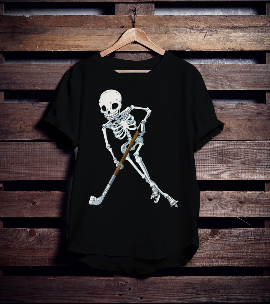 Skeleton Hockey Player Iconic Skating Pose T-Shirt