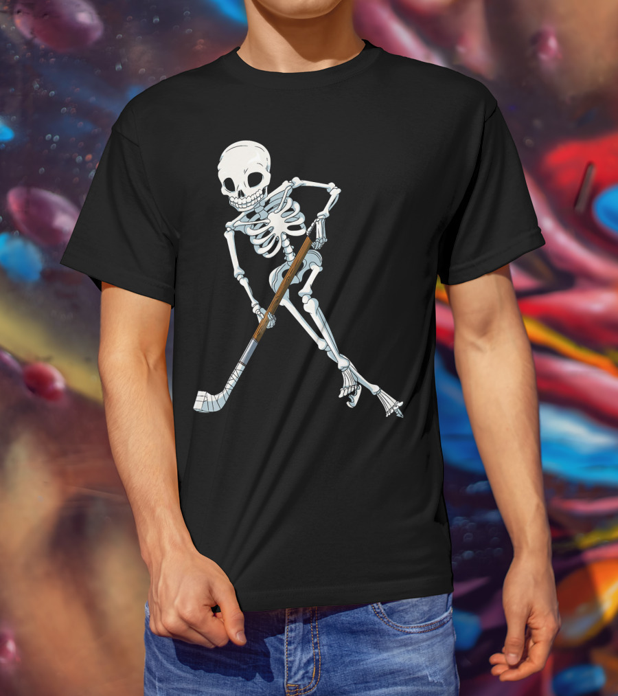 Skeleton Hockey Player Iconic Skating Pose T-Shirt