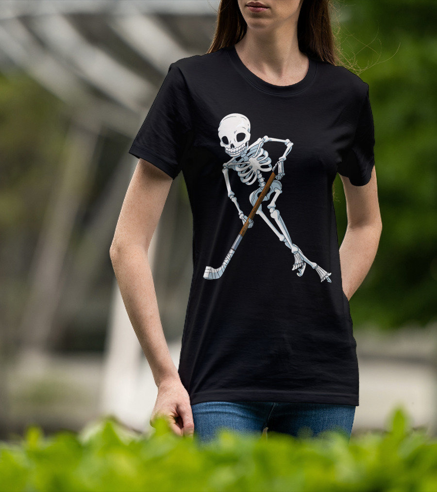 Skeleton Hockey Player Iconic Skating Pose T-Shirt