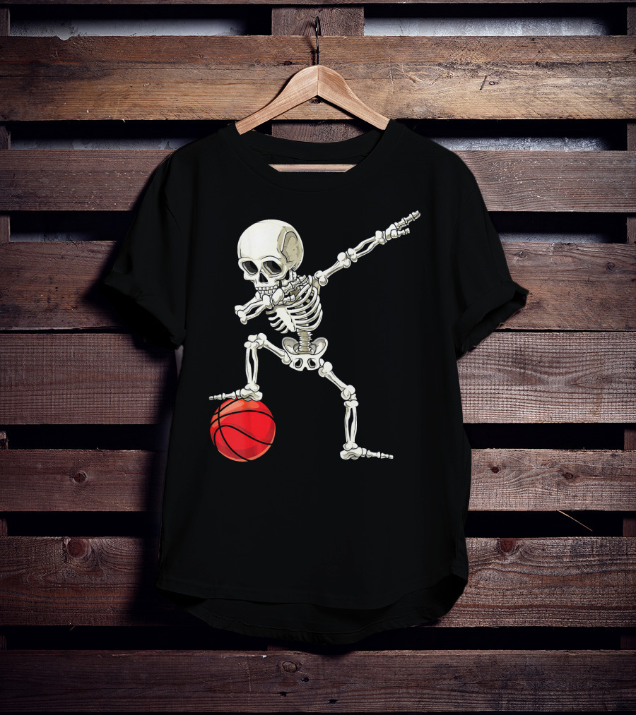 Dab Skeleton Dabbing Basketball Skeleton Pose T-Shirt