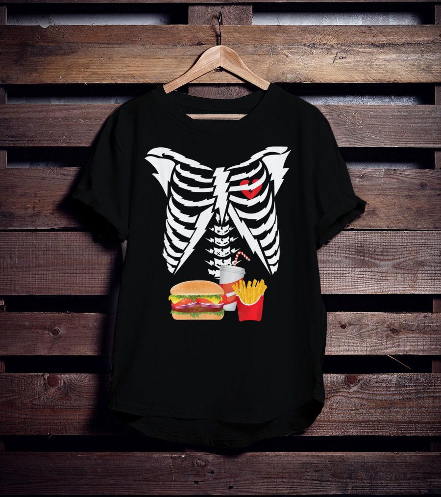 Xray Skeleton Rib Cage Burger Fries Drink Combo T-Shirt