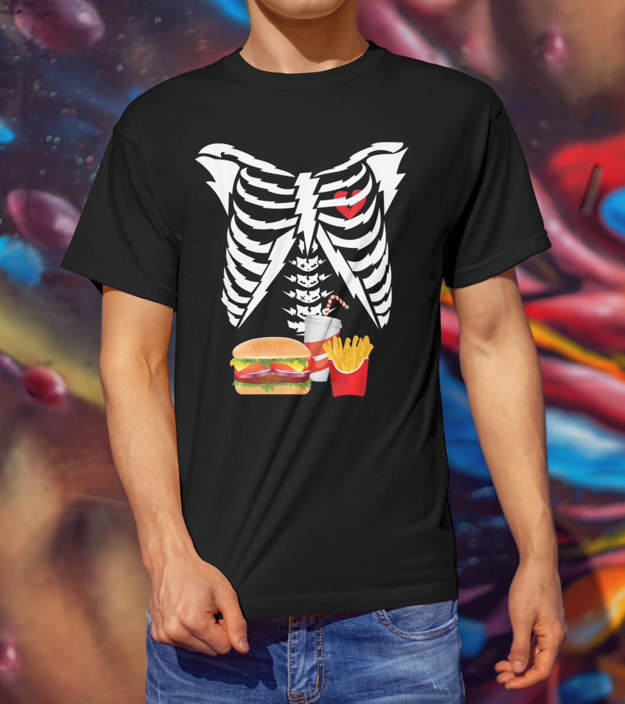 Xray Skeleton Rib Cage Burger Fries Drink Combo T-Shirt