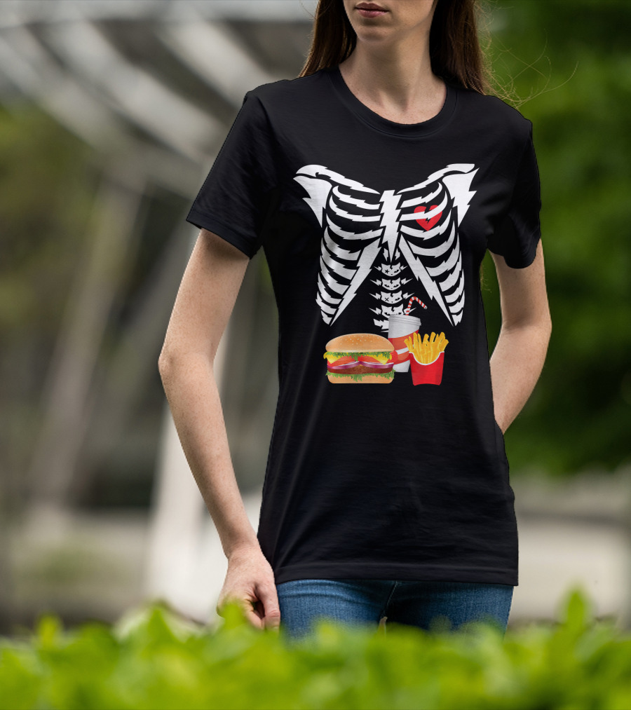 Xray Skeleton Rib Cage Burger Fries Drink Combo T-Shirt