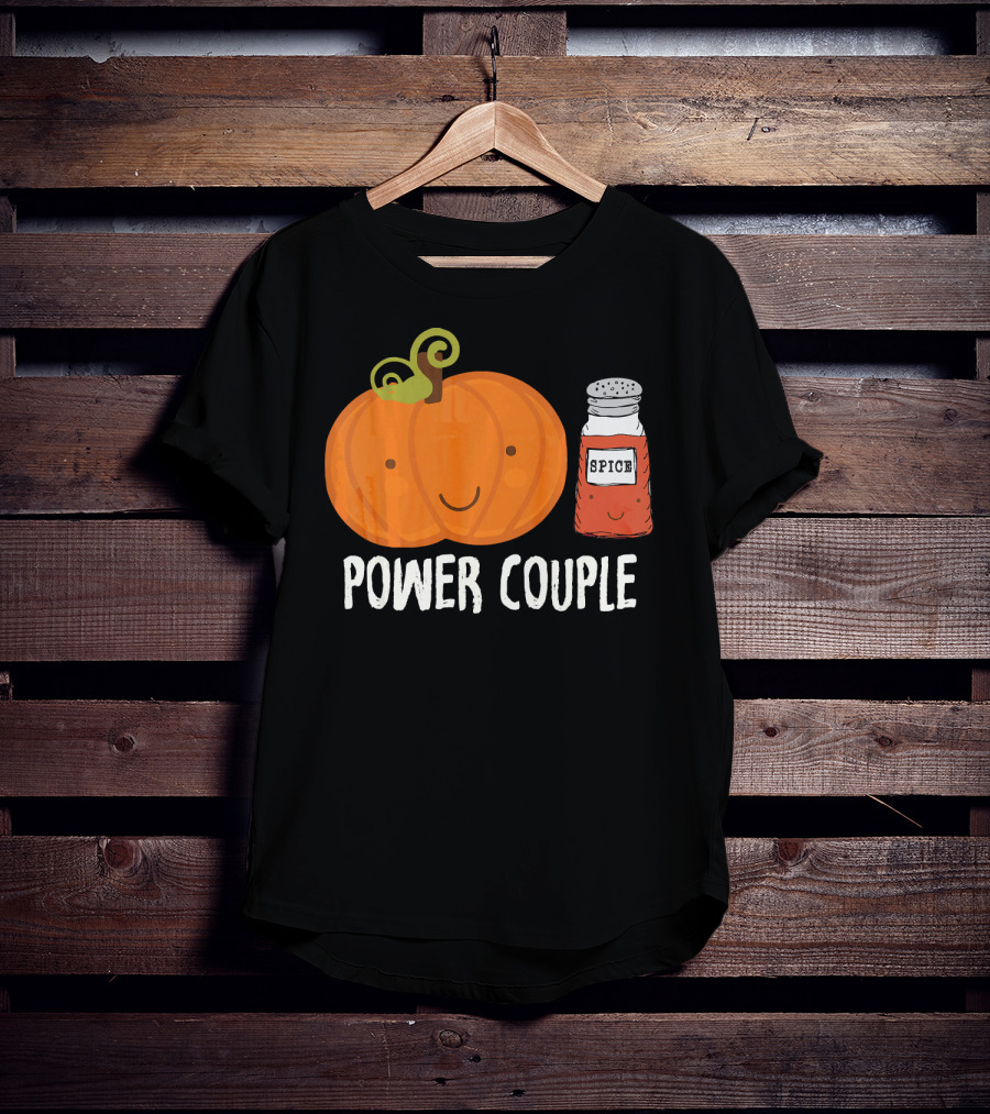 Pumpkin Spice Power Couple Cute Smiling Pumpkin With Spice Jar T-Shirt
