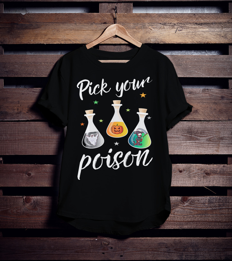 Pick Your Poison Ghost Pumpkin Grim Reaper Potions T-Shirt
