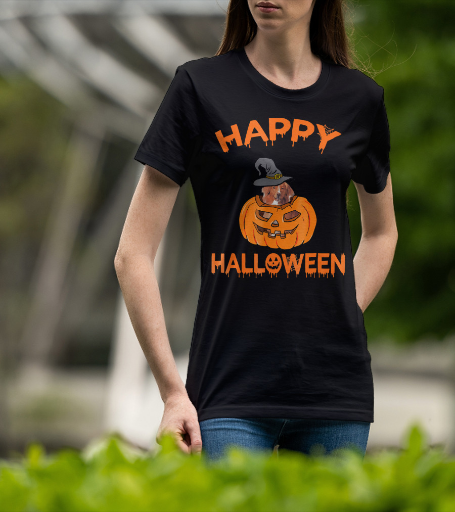 Happy Halloween Nova Scotia Duck Tolling Retriever Pumpkin T-Shirt