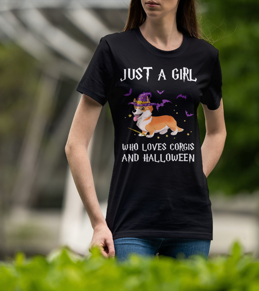 Just A Girl Who Loves Corgis And Halloween T-Shirt