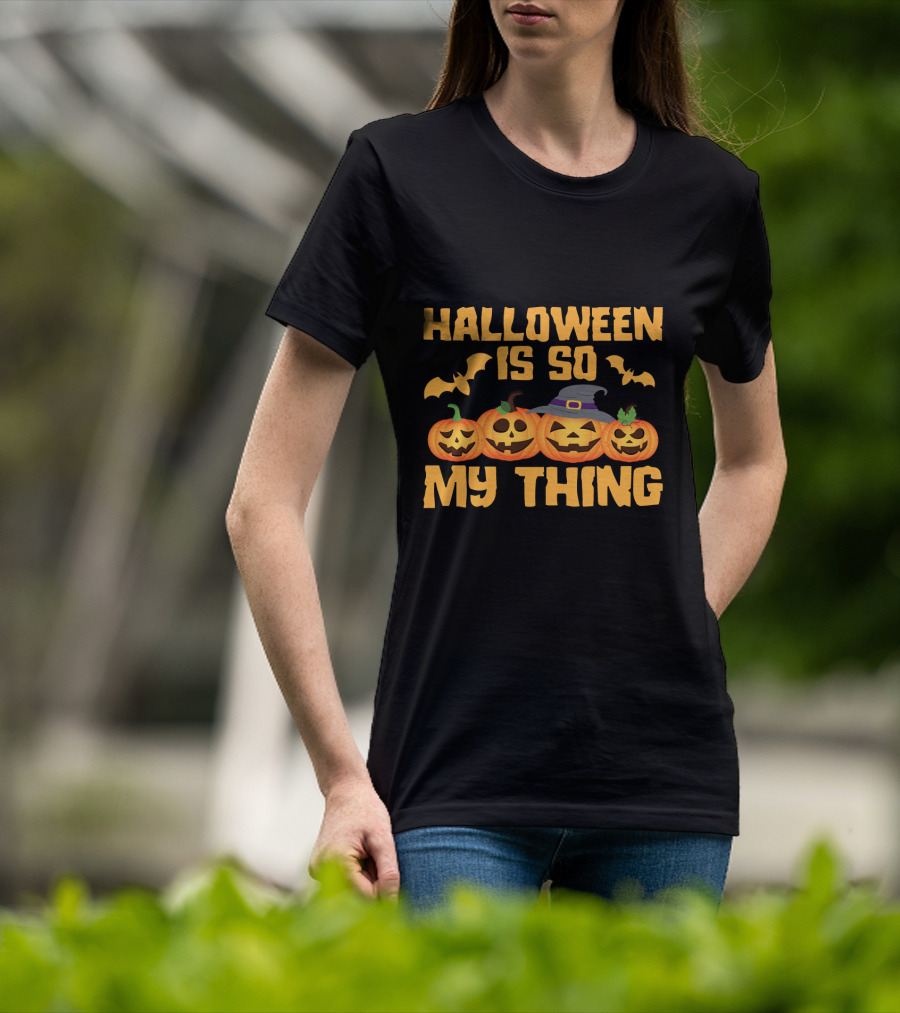 Halloween Is So My Thing Pumpkin Witch Bats T-Shirt