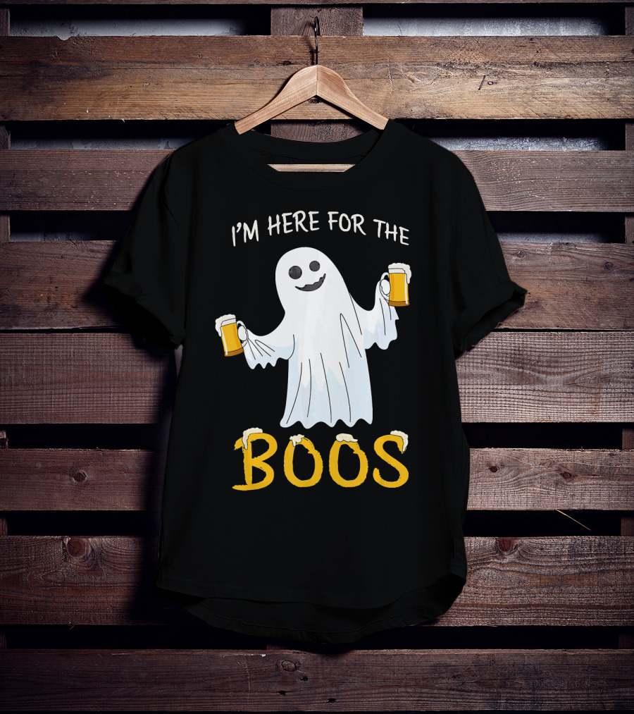 I'm Here For The Boos Funny Beer Ghost Halloween Humor T-Shirt