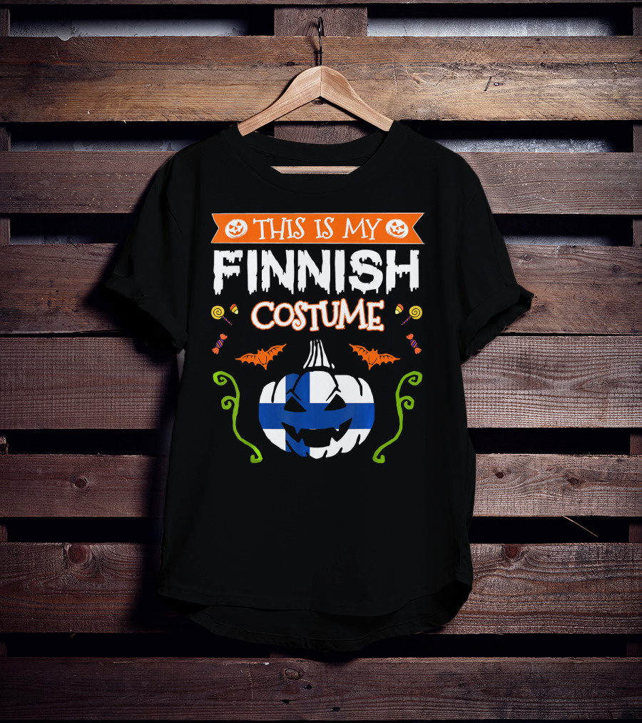 This Is My Finnish Costume Halloween Pumpkin With Finland Flag T-Shirt