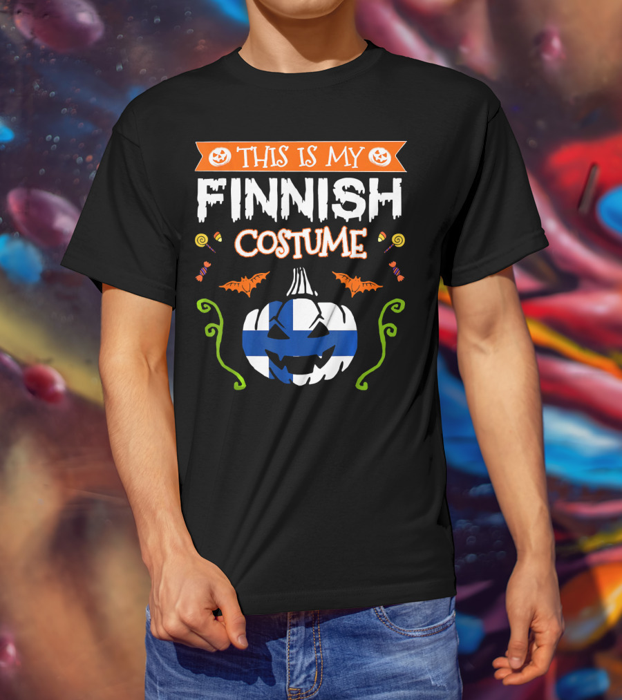 This Is My Finnish Costume Halloween Pumpkin With Finland Flag T-Shirt