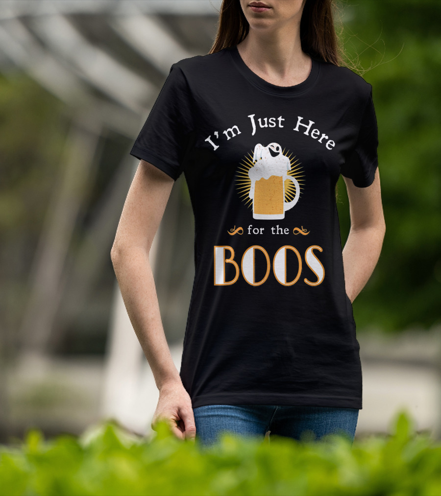 I'm Just Here For The Boos Beer Mug Ghost Halloween Fun T-Shirt