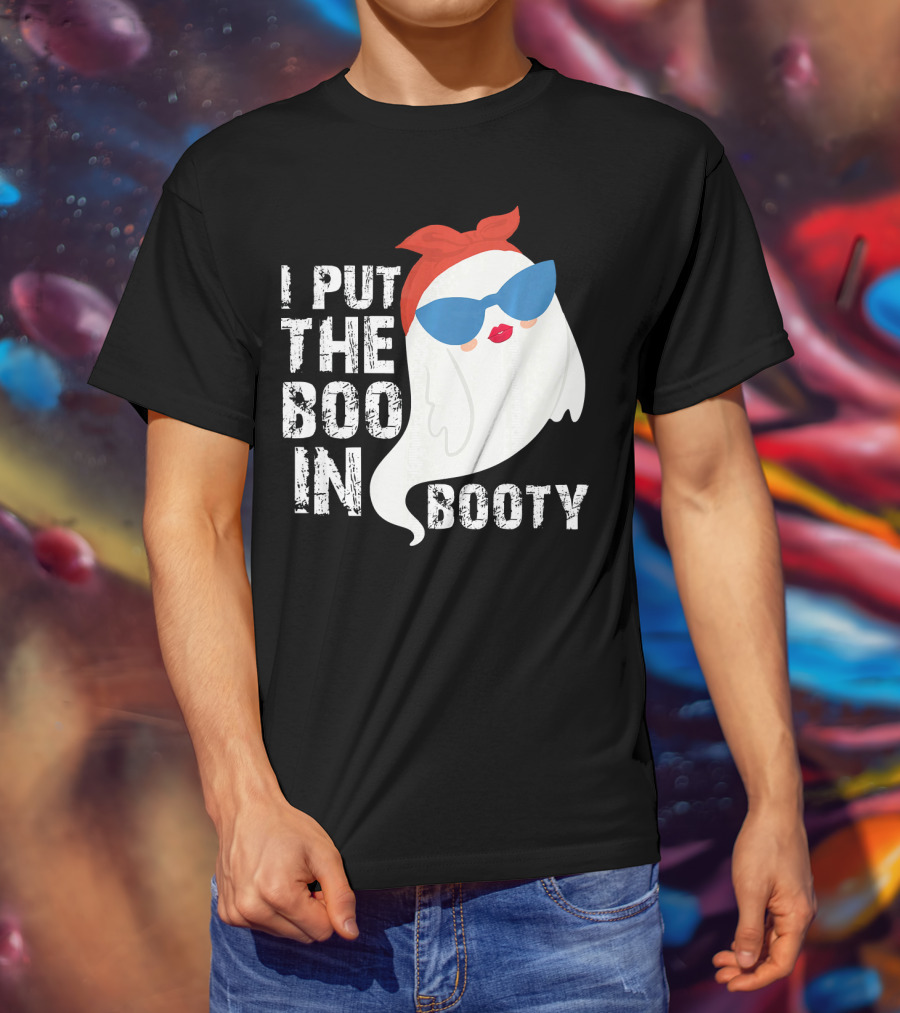 I Put The Boo In Booty Ghost With Sunglasses And Red Bandana T-Shirt
