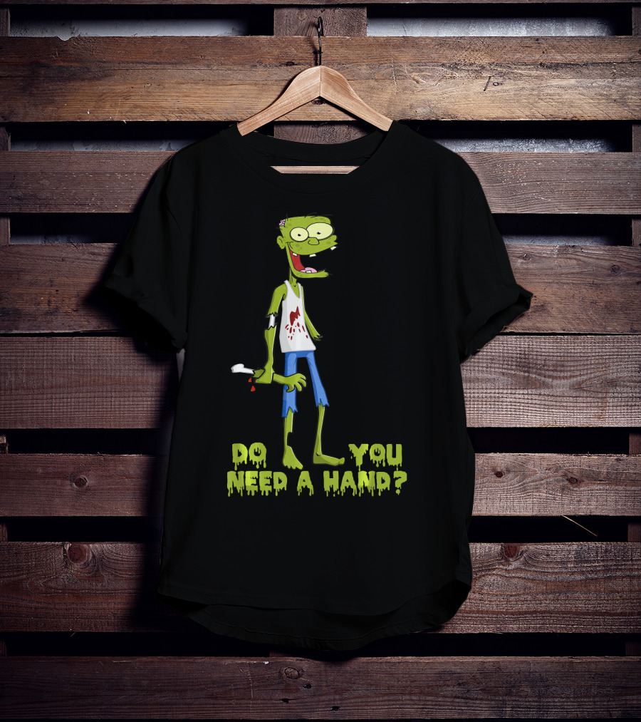 Do You Need A Hand Funny Zombie Cartoon With Detached Limb And Dripping Blood T-Shirt