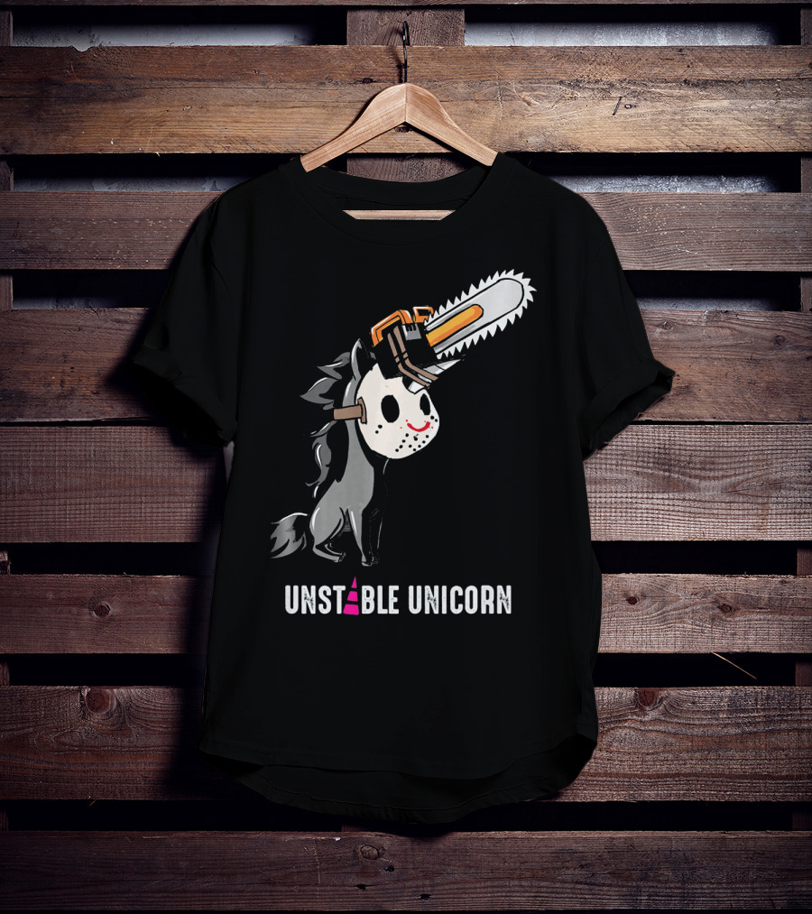 UNSTABLE UNICORN Chainsaw Halloween Masquerade T-Shirt