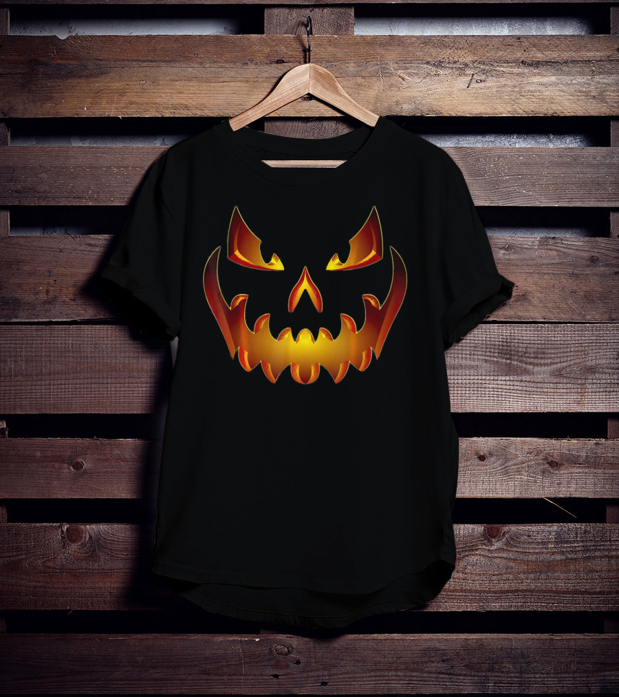 Spooky Halloween Scary Pumpkin Jack O Lantern Face T-Shirt