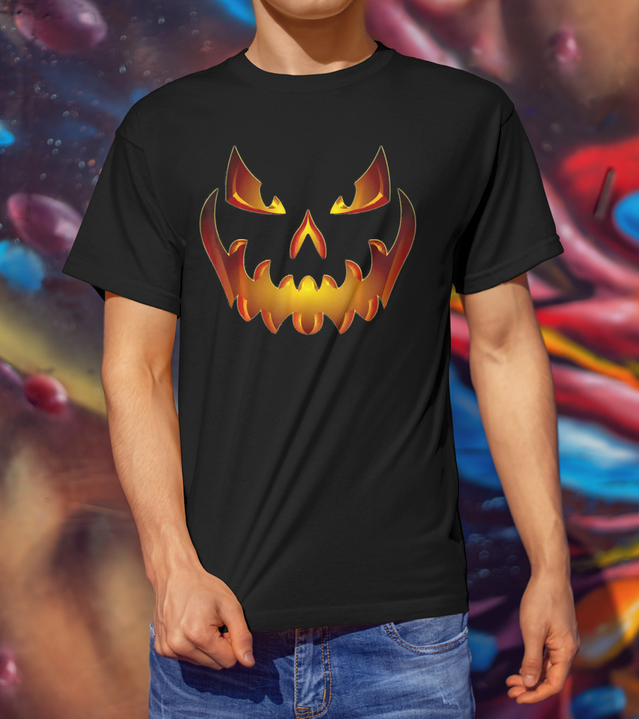 Spooky Halloween Scary Pumpkin Jack O Lantern Face T-Shirt
