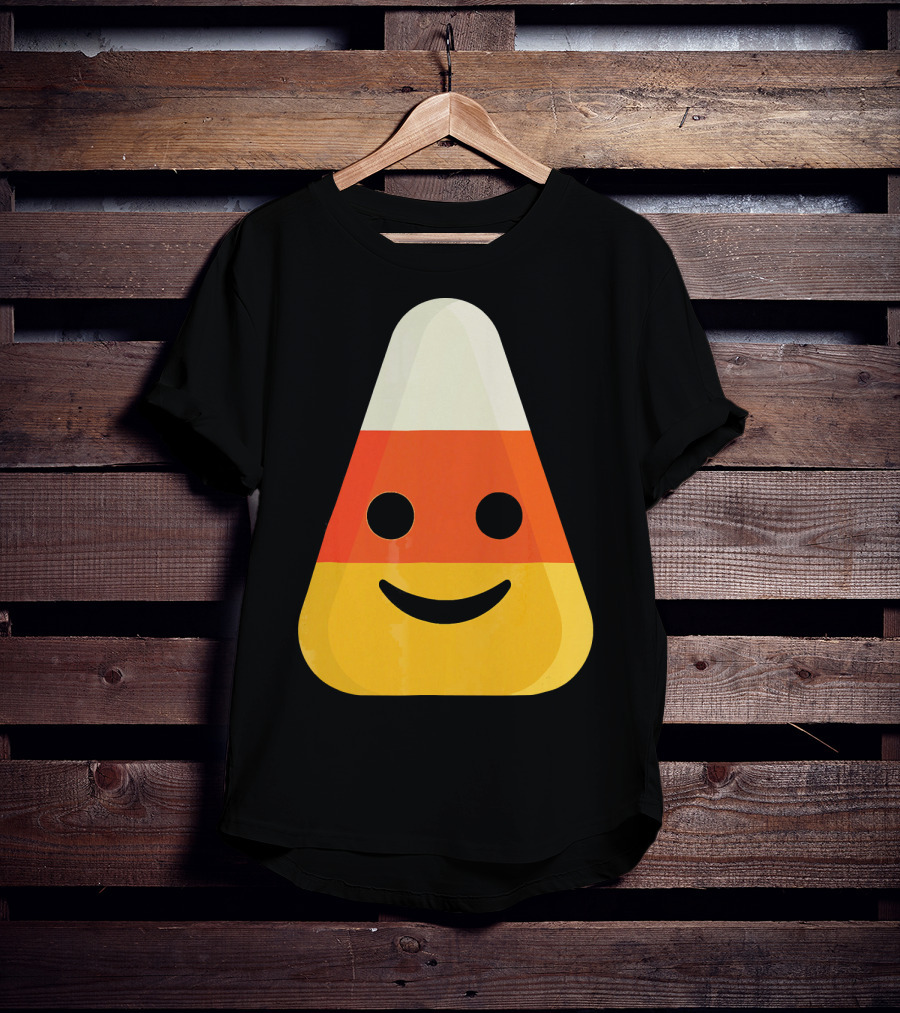 Candy Corn Smiling Emoji Face T-Shirt