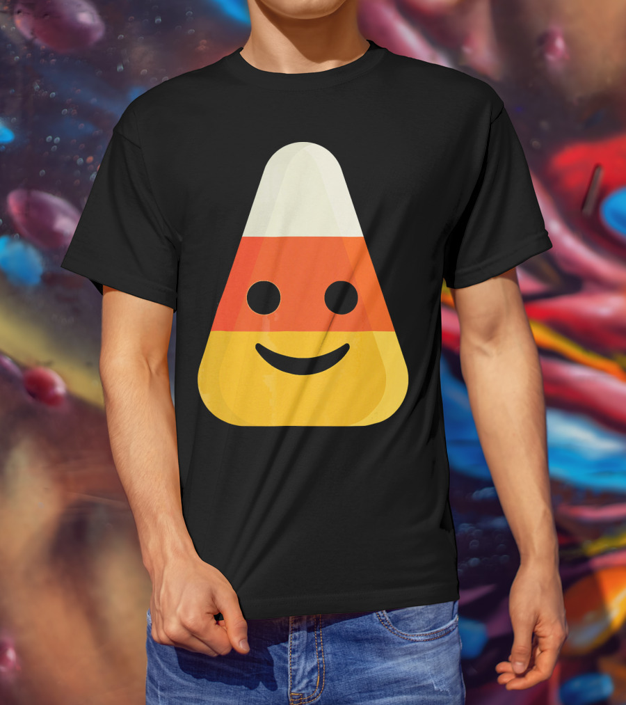 Candy Corn Smiling Emoji Face T-Shirt