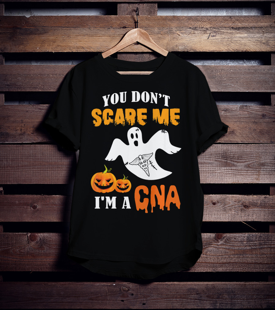 You Don't Scare Me I'm A CNA Halloween Ghost And Pumpkins T-Shirt