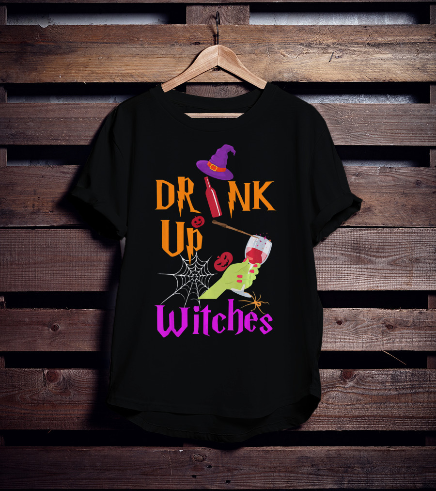 Drink Up Witches Halloween Costume Wine Dark Vibe T-Shirt