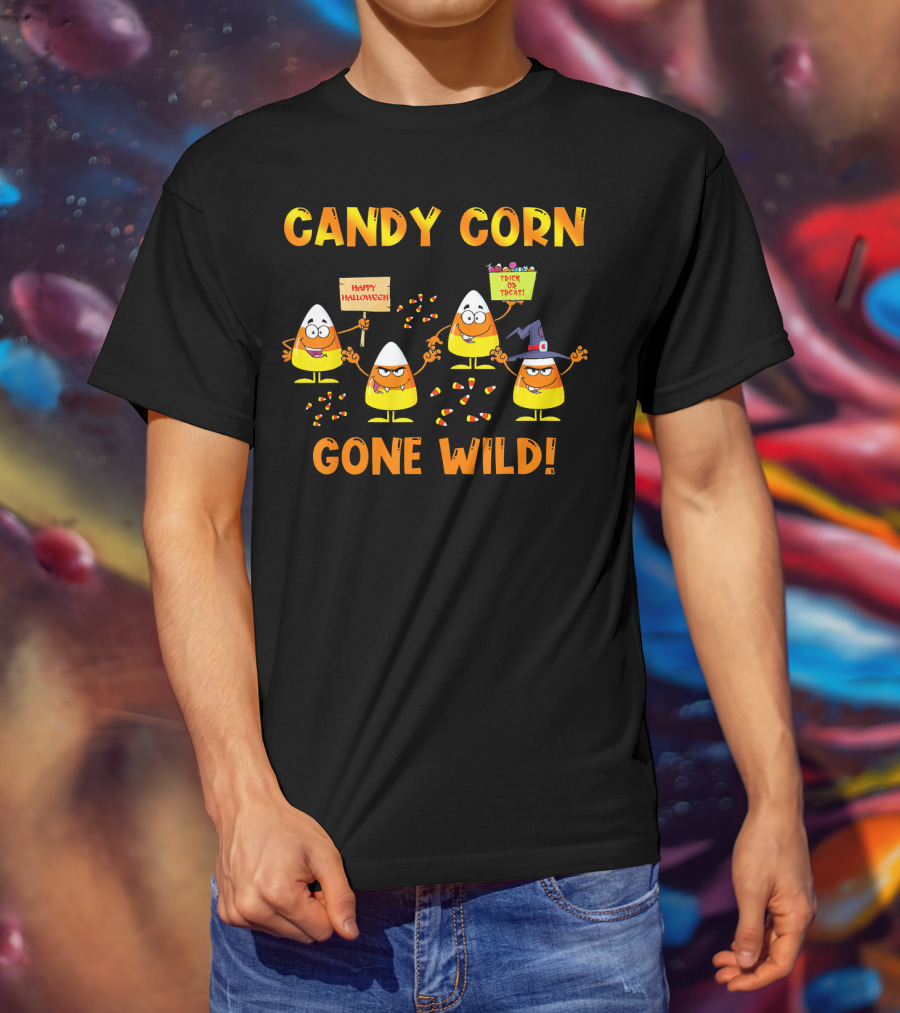 Candy Corn Gone Wild Happy Halloween Trick Or Treat T-Shirt