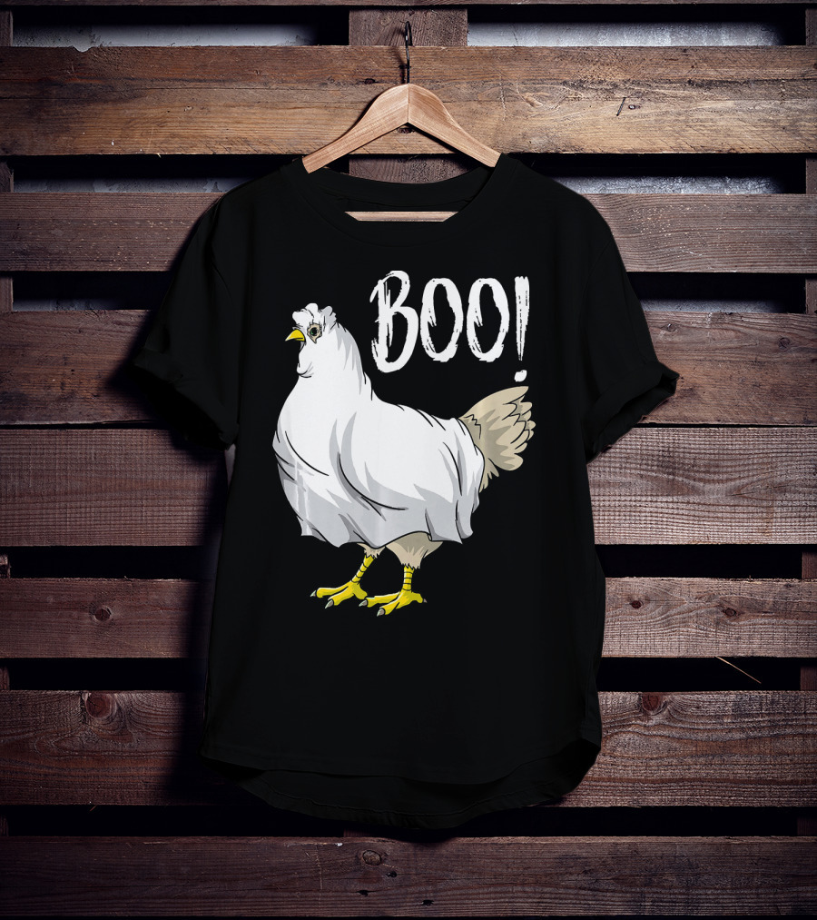 Chicken Ghost Boo Funny Farmer Halloween Chicken T-Shirt