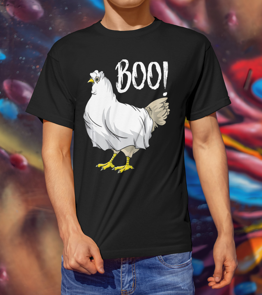Chicken Ghost Boo Funny Farmer Halloween Chicken T-Shirt
