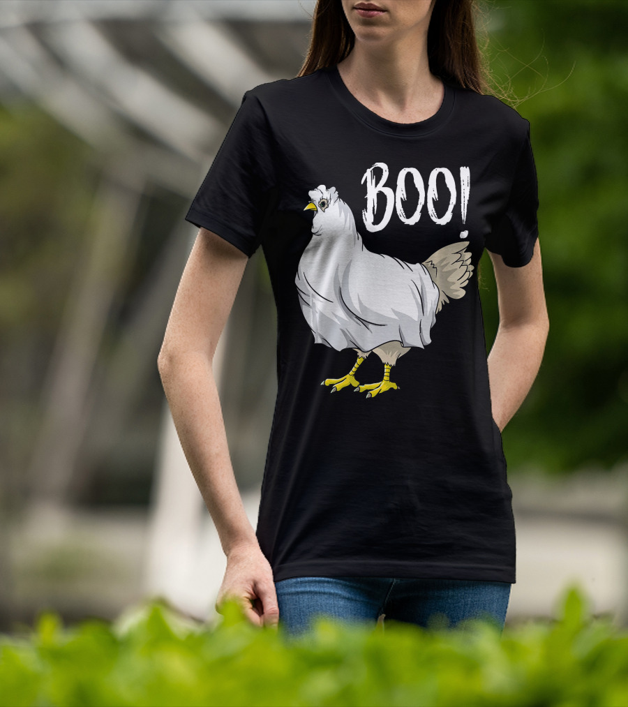 Chicken Ghost Boo Funny Farmer Halloween Chicken T-Shirt
