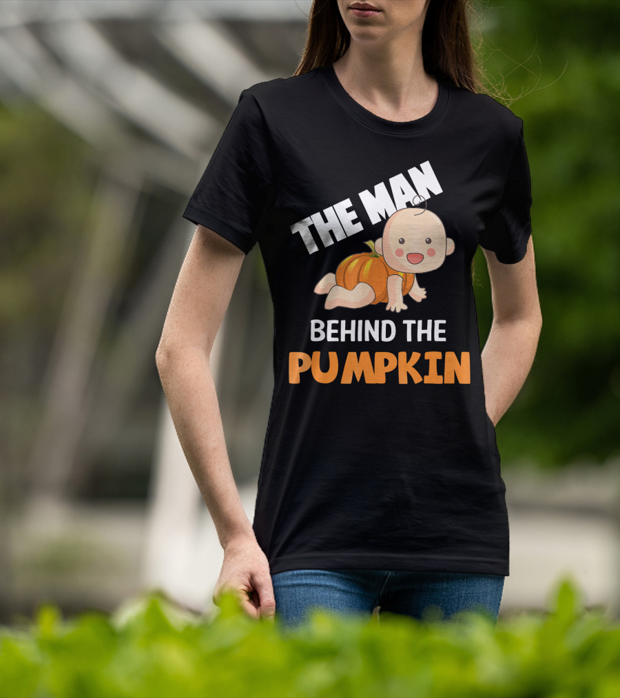 The Man Behind The Pumpkin Halloween Baby Costume Humor T-Shirt