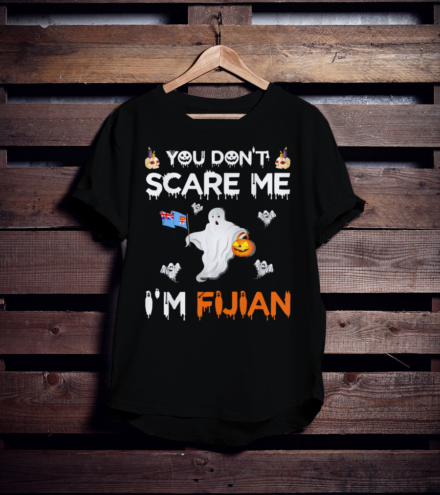 You Don’t Scare Me I’m Fijian Ghost With Fiji Flag And Halloween Pumpkin T-Shirt