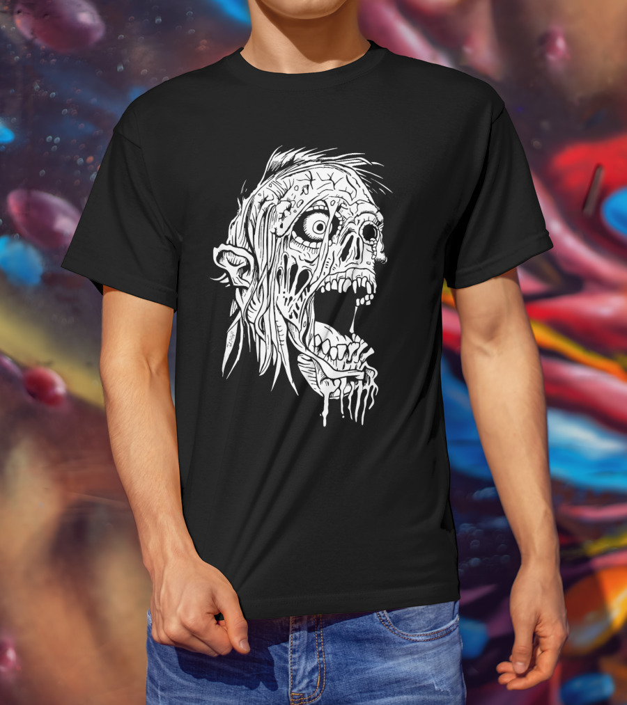 Zombie Halloween Horror Costume Top Creepy Skull T-Shirt