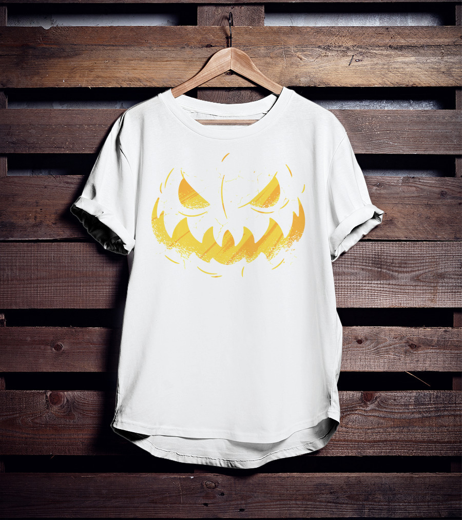 Jack O Lantern Cracked Grinning Pumpkin Face T-Shirt