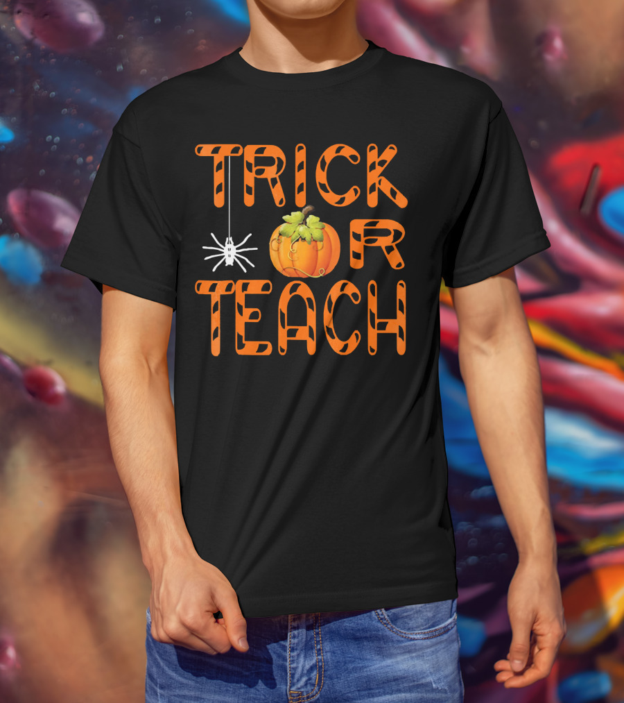 Halloween Trick Or Teach Pumpkin And Spider T-Shirt