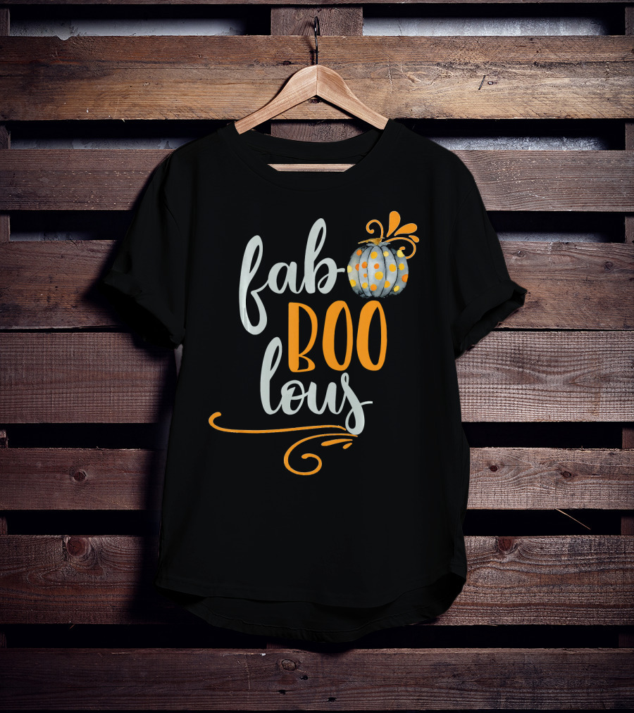 Fab BOO Lous Halloween Gray And Orange Pumpkin T-Shirt
