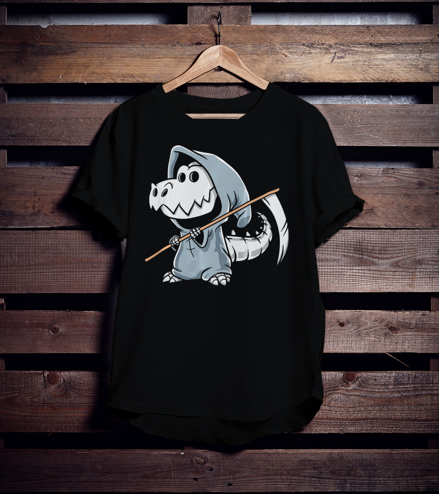 T Rex Skeleton Dino Grim Reaper Dinosaur Hoodie Scythe T-Shirt
