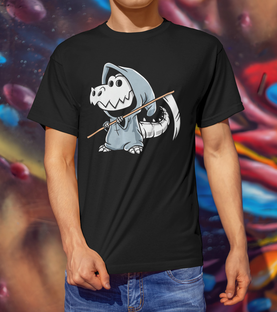 T Rex Skeleton Dino Grim Reaper Dinosaur Hoodie Scythe T-Shirt