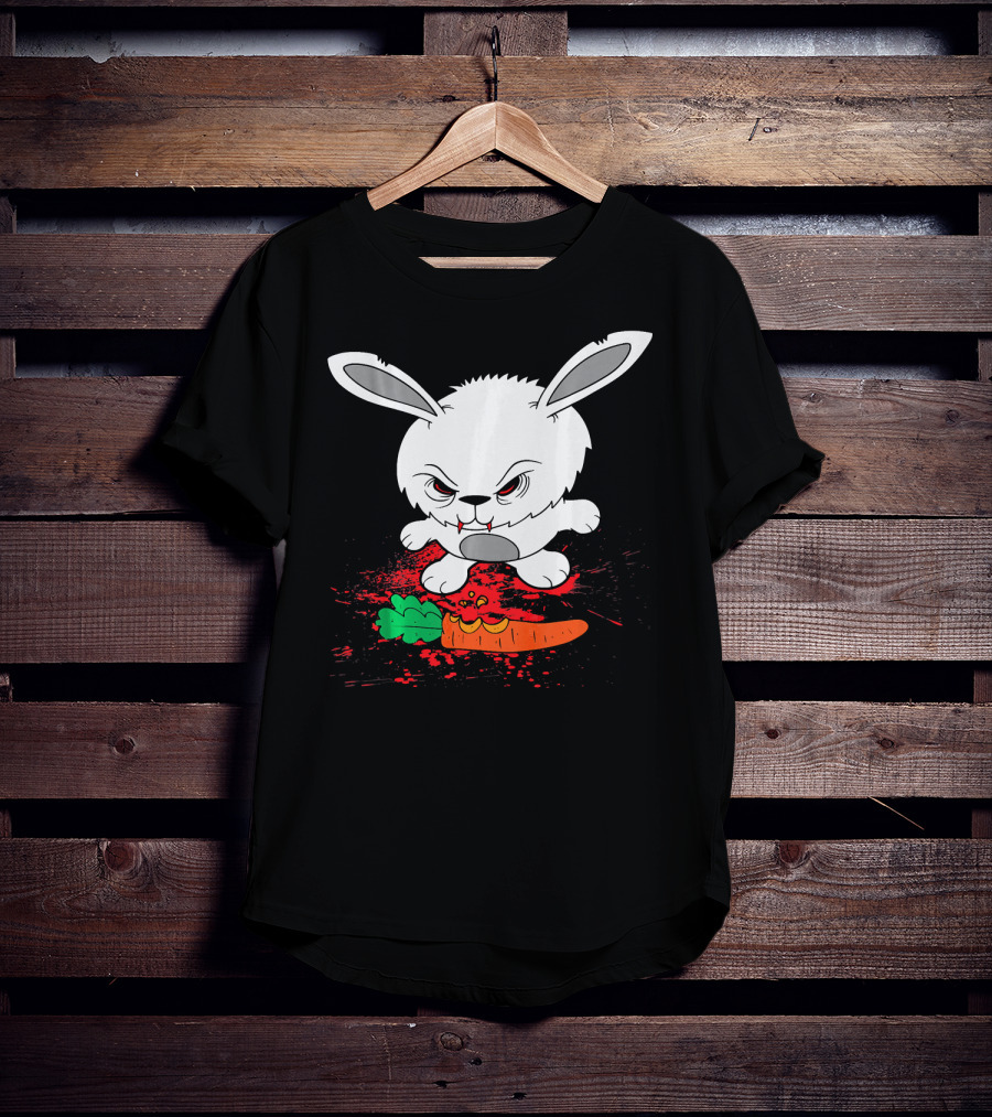 Funny Halloween Scary Zombie Rabbit Bunny With Carrot T-Shirt
