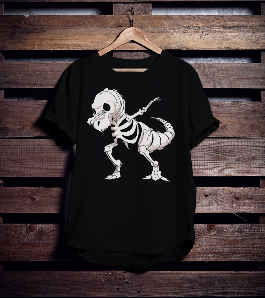 Funny Dabbing Dinosaur Skeleton T-Shirt