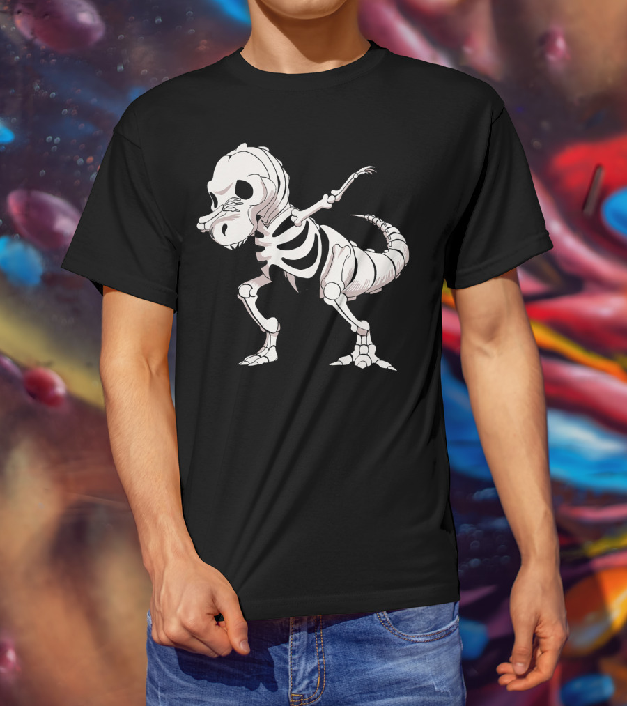 Funny Dabbing Dinosaur Skeleton T-Shirt