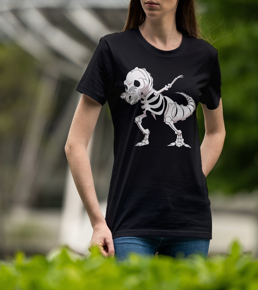 Funny Dabbing Dinosaur Skeleton T-Shirt