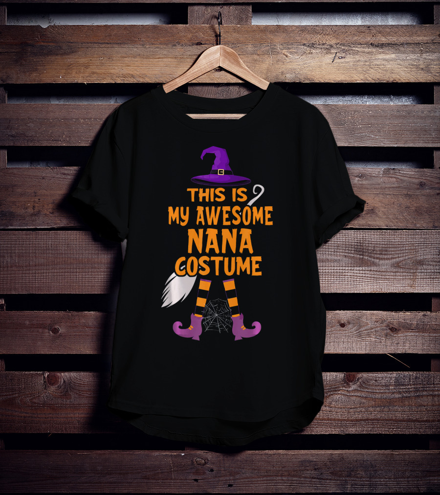 This Is My Awesome Nana Costume Witch Hat Broom Spider Web T-Shirt