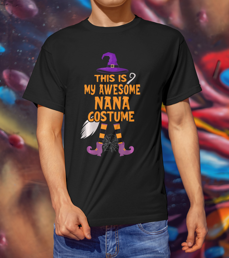 This Is My Awesome Nana Costume Witch Hat Broom Spider Web T-Shirt