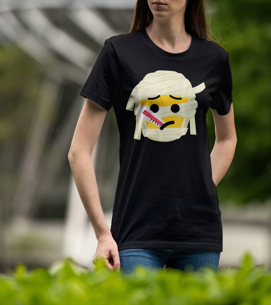 Mummy Emoji Feeling Sick With Thermometer Fever Face T-Shirt