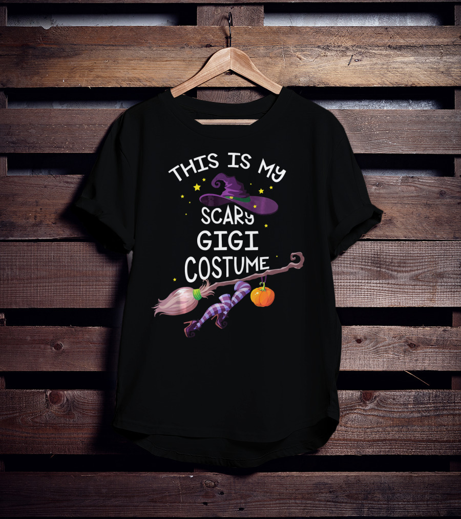This Is My Scary Gigi Costume Gigi Witch Hat Broom Pumpkin T-Shirt