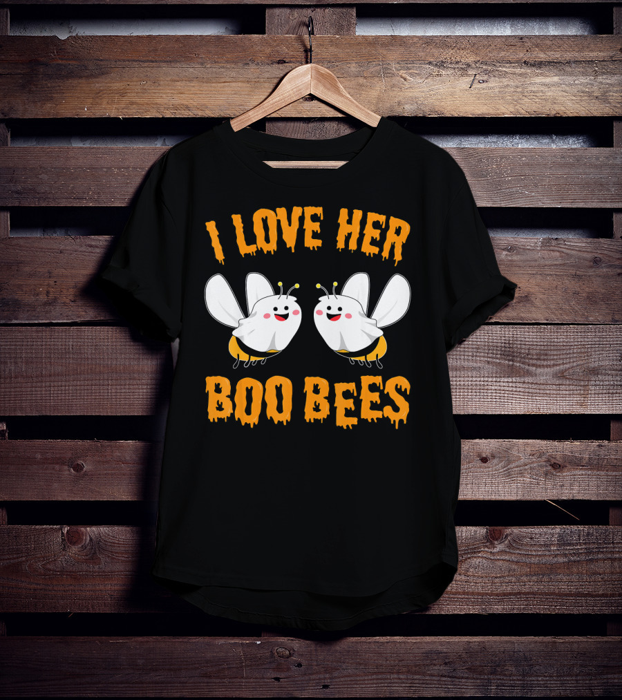 I Love Her Boo Bees Cute Ghost Bees T-Shirt