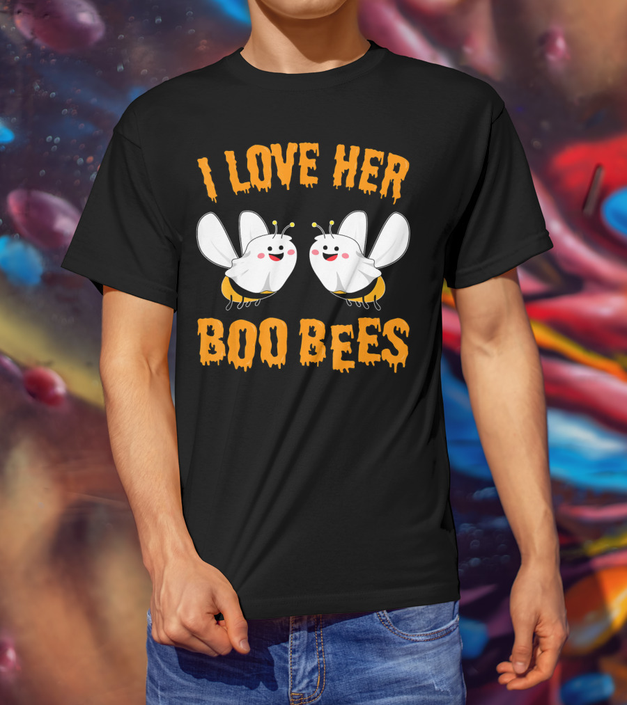 I Love Her Boo Bees Cute Ghost Bees T-Shirt
