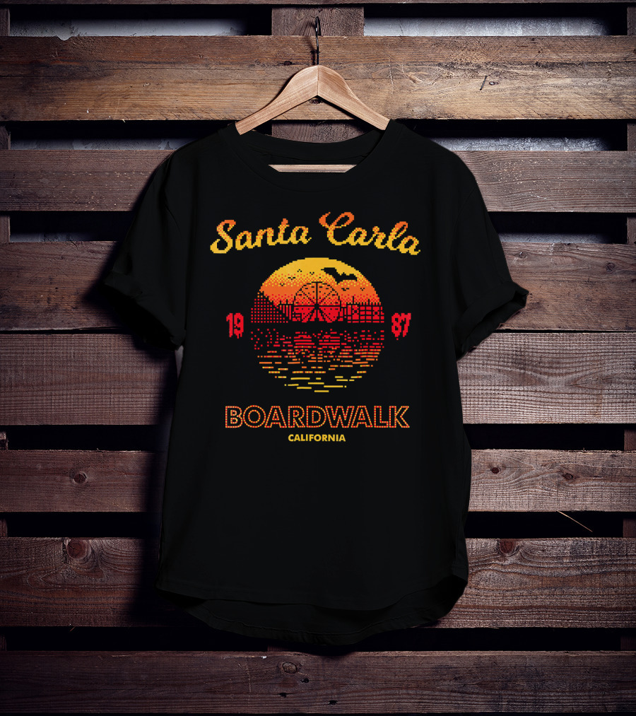 Santa Carla Boardwalk California 1987 Horror Ferris Wheel Sunset T-Shirt