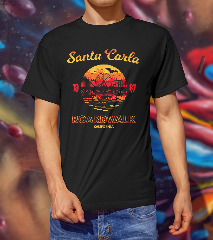 Santa Carla Boardwalk California 1987 Horror Ferris Wheel Sunset T-Shirt