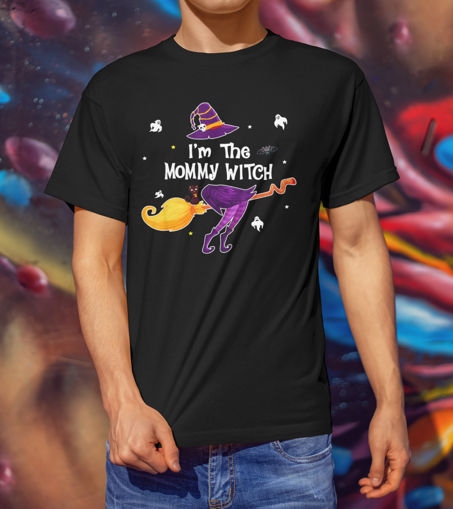 I'm The Mommy Witch With Purple Hat And Ghosts Halloween T-Shirt